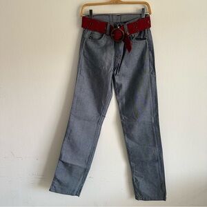 Vintage Y2K Guess Jeans Pants Denim Belt Brass Loose Grunge Pinstripe Workwear